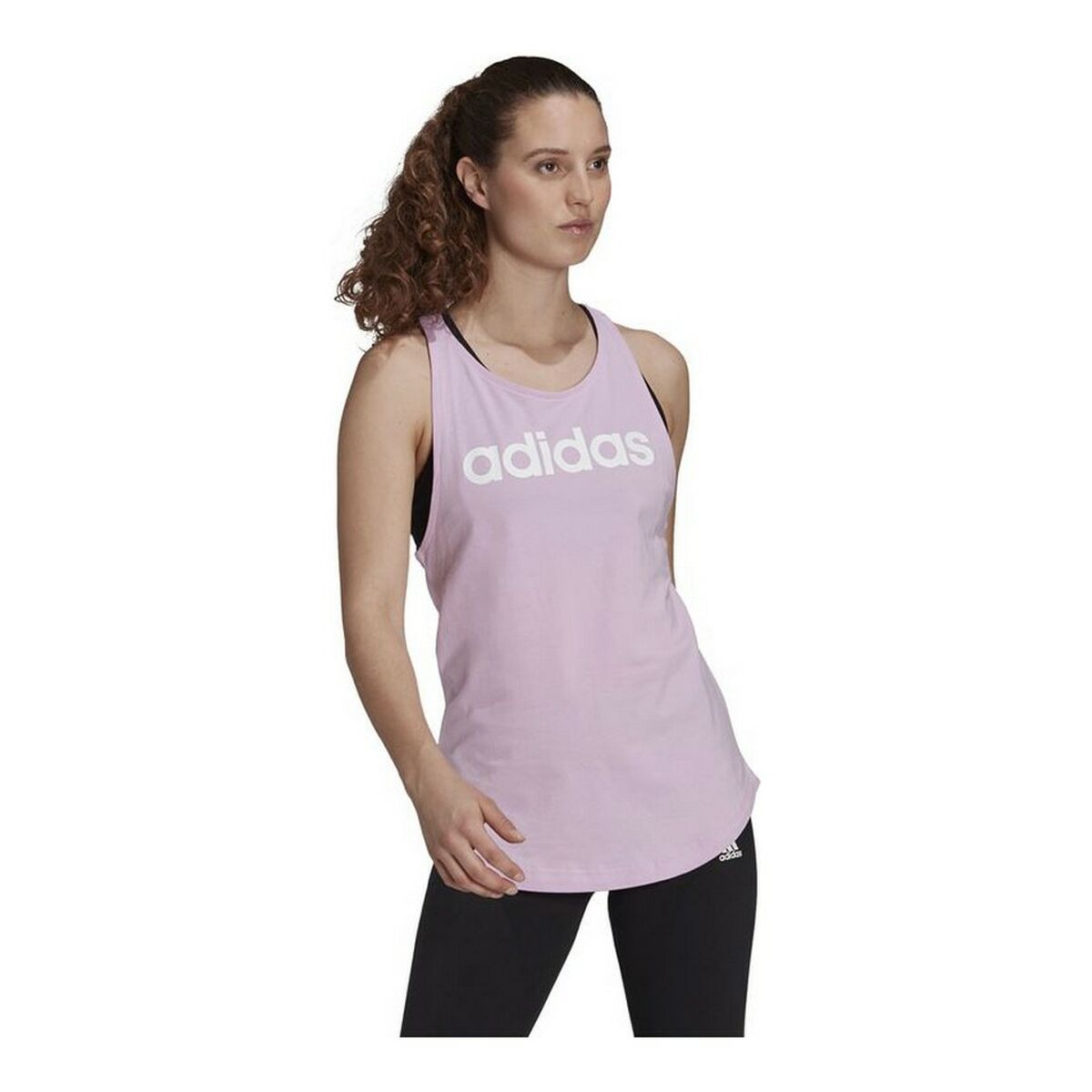 Dámske tričko na ramienka Adidas Essentials Logo Levanduľa